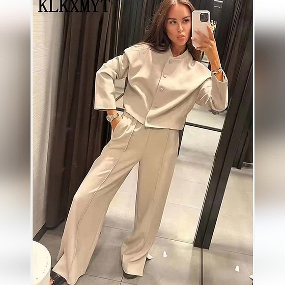 ZARA  Wide Pants Ankle Slits Cream size M - Picture 6 of 16